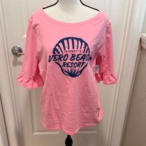 Disney DVC Vero Beach Resort 3/4 ruffled Sleeve T shirt  Pink size L. NWT